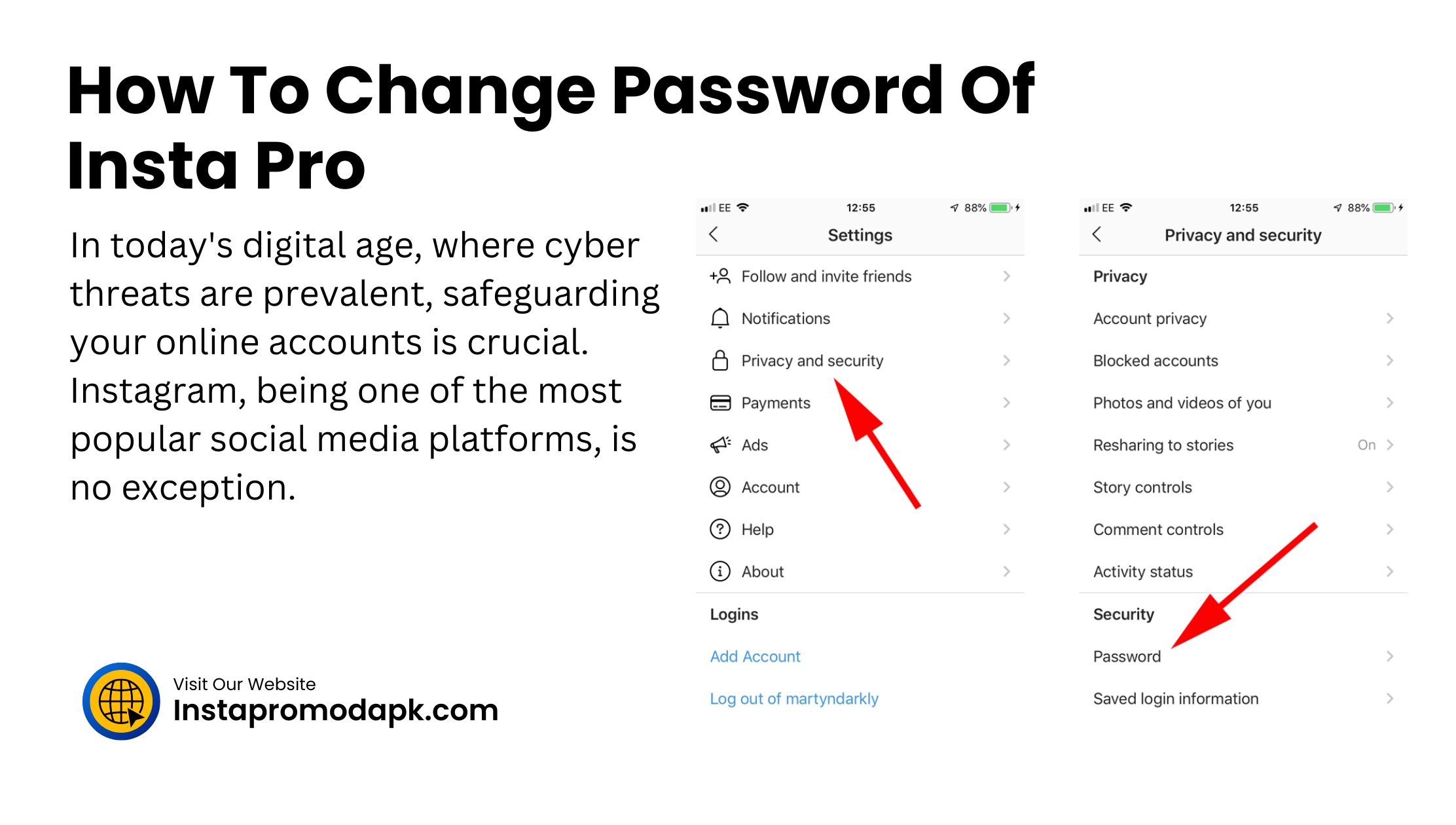 How To Change Password Of Insta Pro